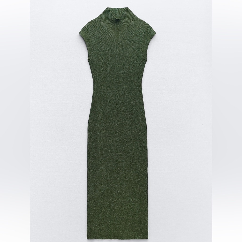 Zara NWT Knit Dress With Metallic Thread size M - Picture 8 of 10
